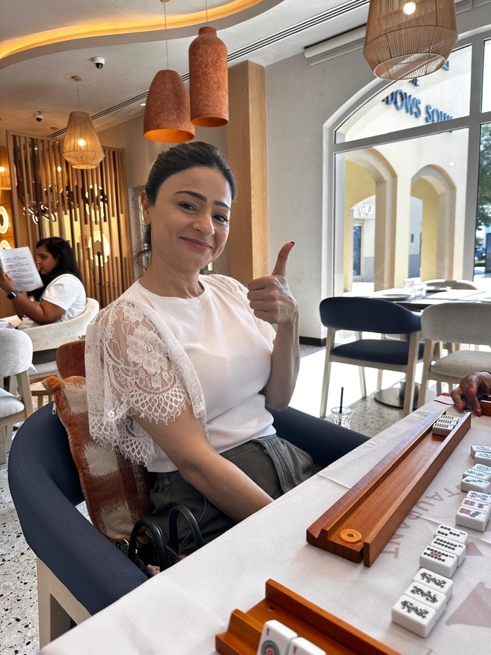 Dubai Mahjong class table with tiles and racks
