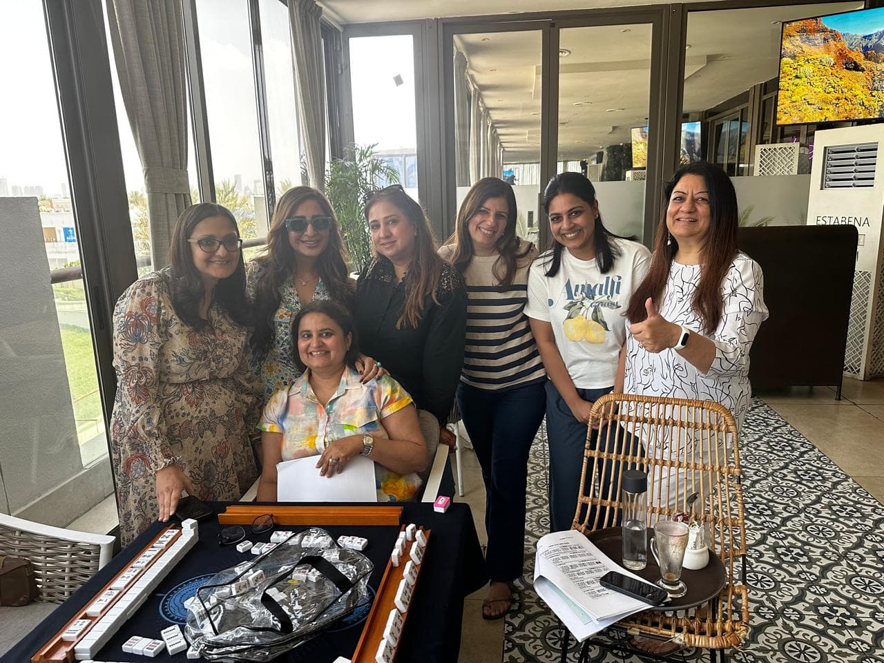 Mahjong students gathered after a Dubai class